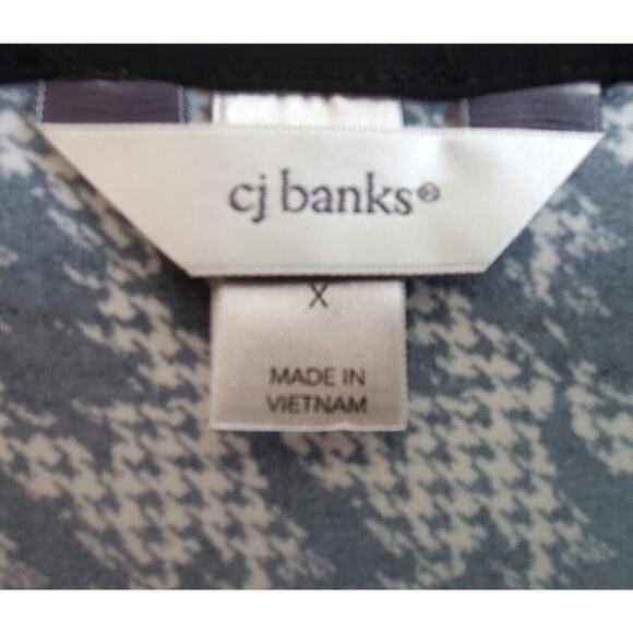 CHRISTOPHER CJ BANKS Women X 14 Tunic Top Black & White Houndstooth Lace 40" - Picture 3 of 7